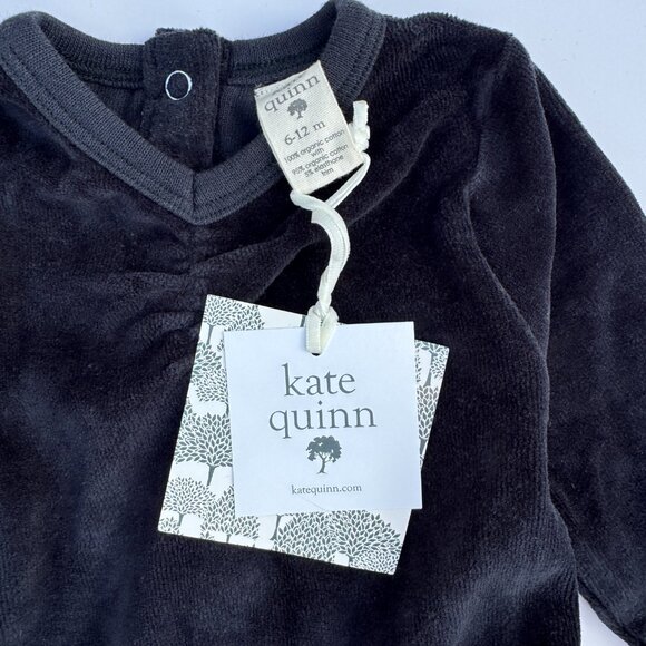 Kate Quinn Velour Skirted Bodysuit / Peplum Dress – Black, 6-12M | NWT - Picture 3 of 6